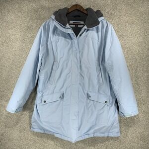 Land End Women's 18/20‎ Winter Coat Warm Light Blue Insulated EUC Pockets